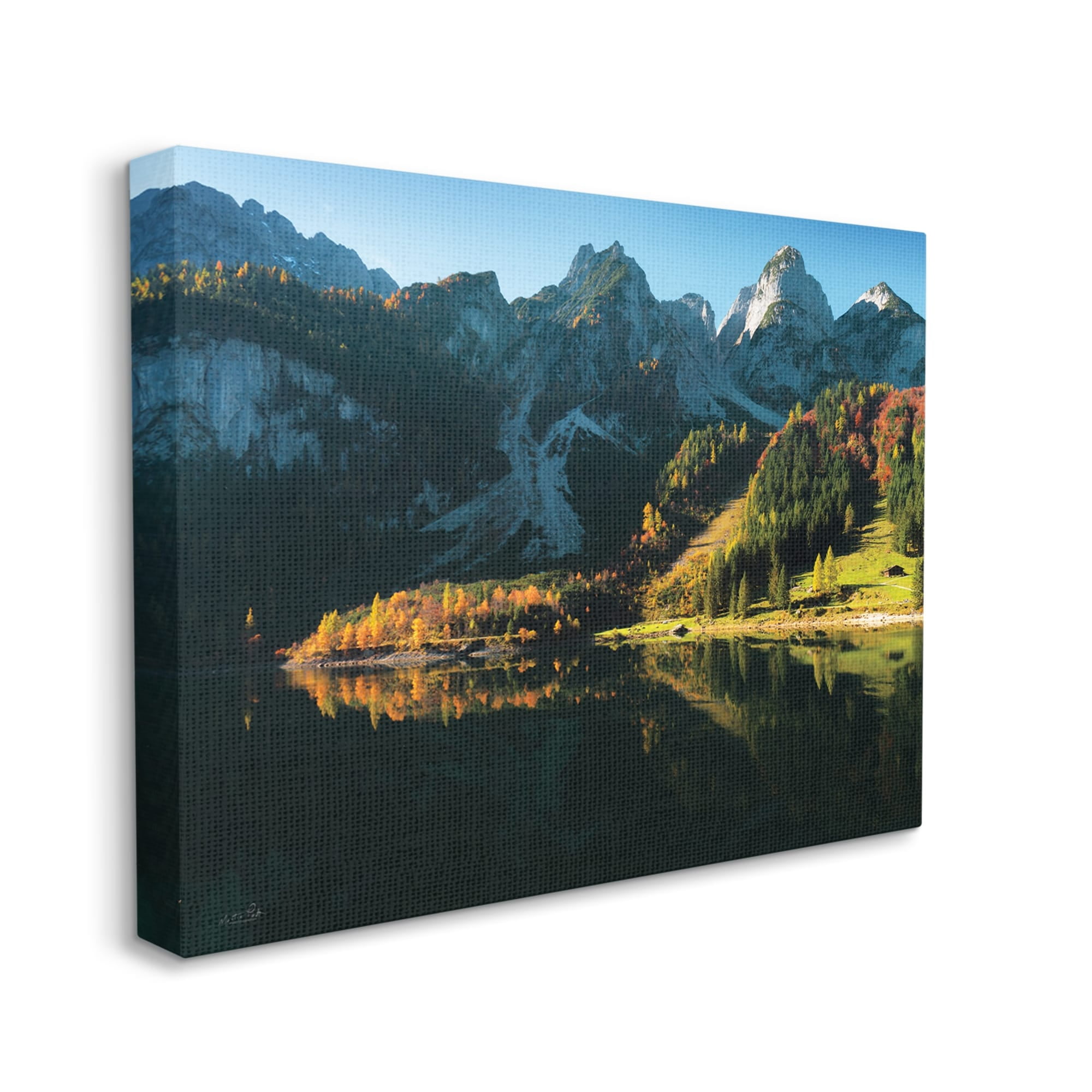 Stupell Autumn Foliage Mountain Lake Landscape Photography Gallery Wrapped Canvas Print Wall Art