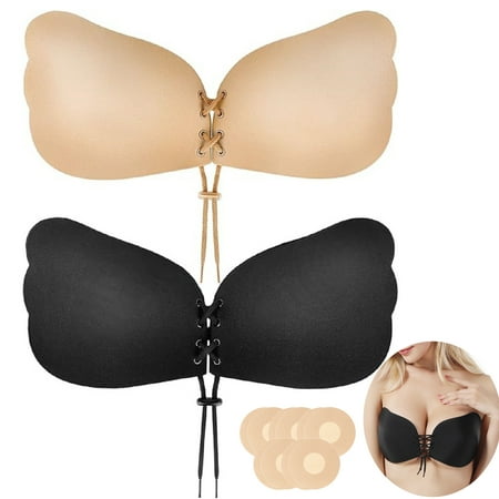 Nimiah Adhesive Bra Push Up Sticky Bra for Women  Invisible Backless Breast Lift Bra Reusable Bra with Nipple Covers