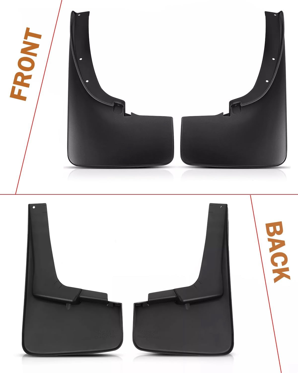 Upgraded All-Weather Mud Flaps for Ford Ranger 2019-2023 No Drill Splash Guards