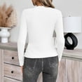 thumbnail image 5 of XPMWRP Women's Solid Color Sweaters Fall Fashion Ribbed Long Sleeve Lightweight Knit Square Neck Tops Cute and Trendy Outfits White L, 5 of 5