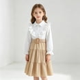 thumbnail image 4 of Angala 2 Piece Outfits For Girls Notch Neck Long Sleeve Shirts With Below Knee Skirt Set Girls Autumn Daily Wear Clothes, 4 of 8
