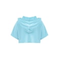 thumbnail image 4 of DPOIS Kids Girls Short Sleeve Hooded Crop Top T-shirt Hip Hop Dance Tops Light Blue 16, 4 of 7