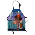 thumbnail image 1 of Nordic Apron Cartoon Viking Character on Board of the Ship Fearless Warrior Figure and Wavy Sea, Unisex Kitchen Bib Apron with Adjustable Neck for Cooking Baking Gardening, Multicolor, by Ambesonne, 1 of 3