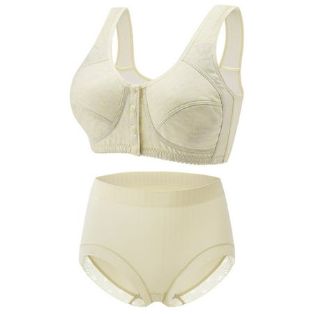 LARUYEKO Women s Comfortable and Sexy Sports Bra for the Middle and Elderly Women s No Steel Ring Large Tank Top Underwear Set Scalloped Trim Floral Lace Garter Lingerie Set Running Underwear Women