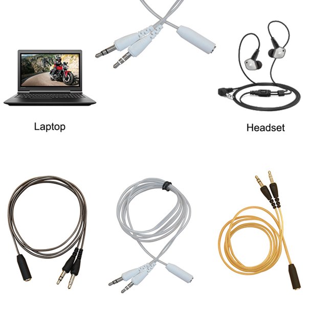 Twowood auricular 3,5 mm Auriculares estéreo Micrófono Splitter Macho a hembra Adaptador de audio Cable