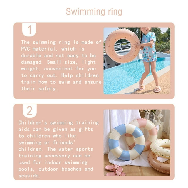 Children Inflatable Swimming Pool Buoyancy Rings Water Boating Rowing Practicing Aid Circle for Indoor Gym Seaside Party Cherry Size 100 with Handle