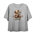 thumbnail image 5 of Teddy Bear With Daisy Women's Heather Gray Crew Neck Short Sleeve Crop Tee-Medium, 5 of 7