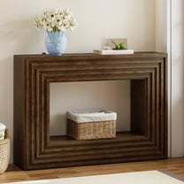 DEXTRUS 47.2"W Rustic Console Table with Open Storage, Entryway Sofa Side Table, Walnut