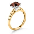 thumbnail image 3 of Gem Stone King 10K Yellow and White Gold Red Tiger Eye Soitaire Engagement Ring for Women (2.00 Cttw, Cushion 8MM, Gemstone Birthstone, Available in Size 5, 6, 7, 8, 9), 3 of 4