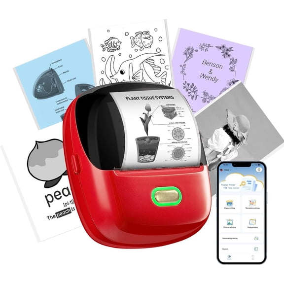 Sticker Printer, 300 DPI Ultra-Clear Mini Portable Sticker Maker with Banner Printing Function, Inkless Thermal Printer for Journaling, DIY Gifts, Study Note, Compatible with  and Android