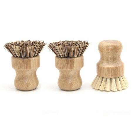 

Bamboo Scrub Brush 3 Pieces Mini for Palm Scrub Brush for Kitchen Sink Bathroom