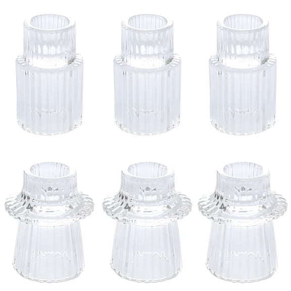 Ribbed Glass Candle Holders Set of 6, Clear Glass Tealight and Candlestick Holders, Ideal for Parties, Weddings, and Home Decor, Quality and Stylish