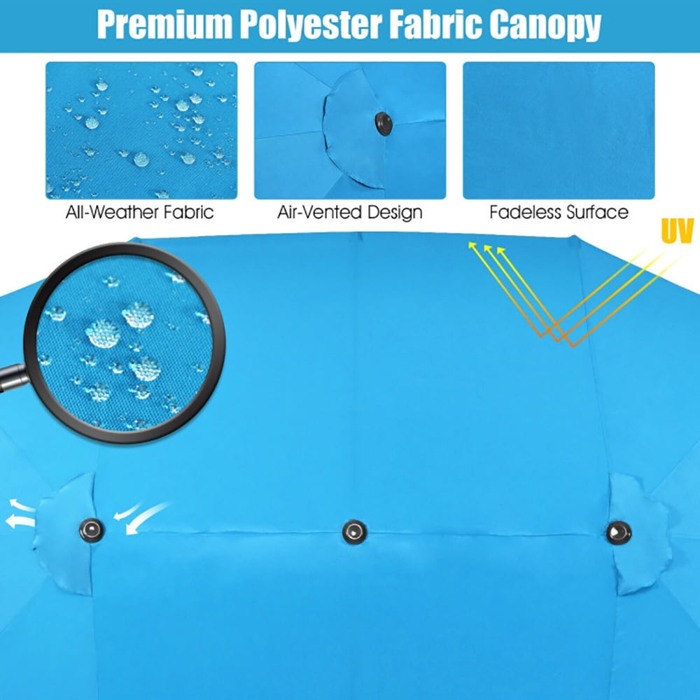 Aimee Lii 15 Feet Patio Double-Sided Umbrella with Hand-Crank System, Sunbrella Patio Umbrellas, Blue