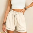 thumbnail image 4 of Casual Shorts for Women Elastic Waisted Summer Beach Shorts Lightweight Loose Yoga Athletic Shorts Beige, 4 of 6