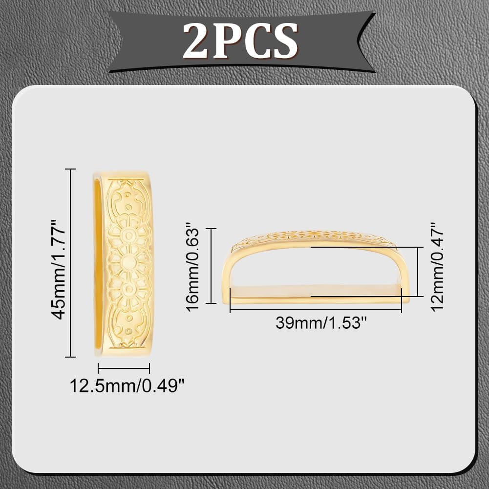 3Pcs Belt Loop Keeper Brass Belt Loop Golden Men's Belt Buckle 45x12 5x16mm Metal Belt Keeper Flower Men S Belt Fixing Men S Belt Buckle Accessories