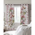 thumbnail image 2 of Spring Floral Black Out Curtains 72 Inch Long, Light Blocking Drapes with Black Liner, Retro Pink Orchid Flowers Leaves Botanical Thermal Blackout Curtains for Bedroom Living Room 52"x72" 2 Panels, 2 of 8