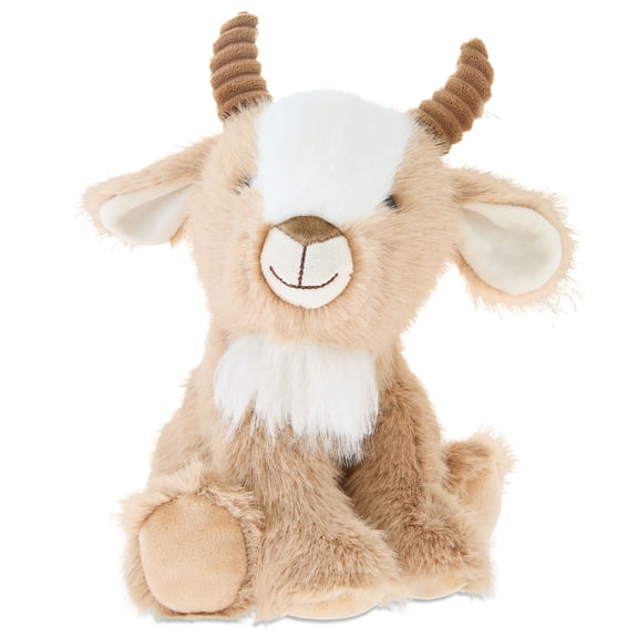 Medium Fuzzy Goat Plush, Beige and White, 12", Easter by Way To Celebrate