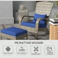 thumbnail image 3 of Outsunny Wicker Adirondack Chair Fire Pit Chair w/ Ottoman & Cushions, Blue, 3 of 9