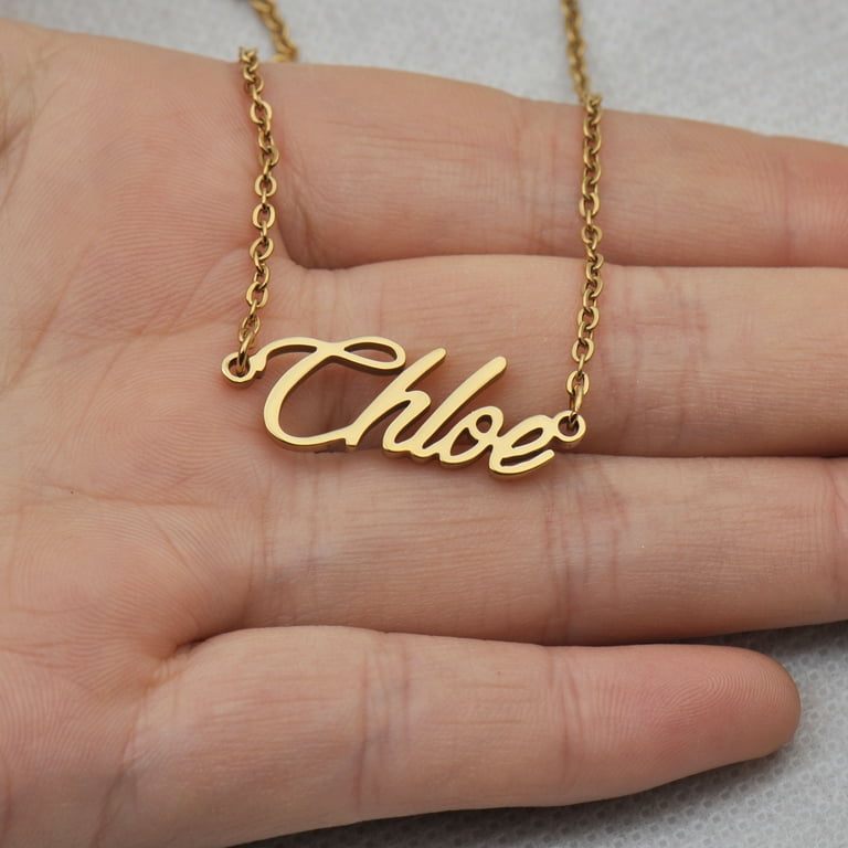 18k Gold Plated Chloe Name Necklace for Her Nameplate Jewelry for Girls Womens