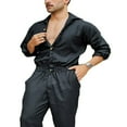 thumbnail image 1 of Combinaison Homme Couleur Unie Col Rabattu Manches Longues Combinaisons pour Garçons, 1 of 5