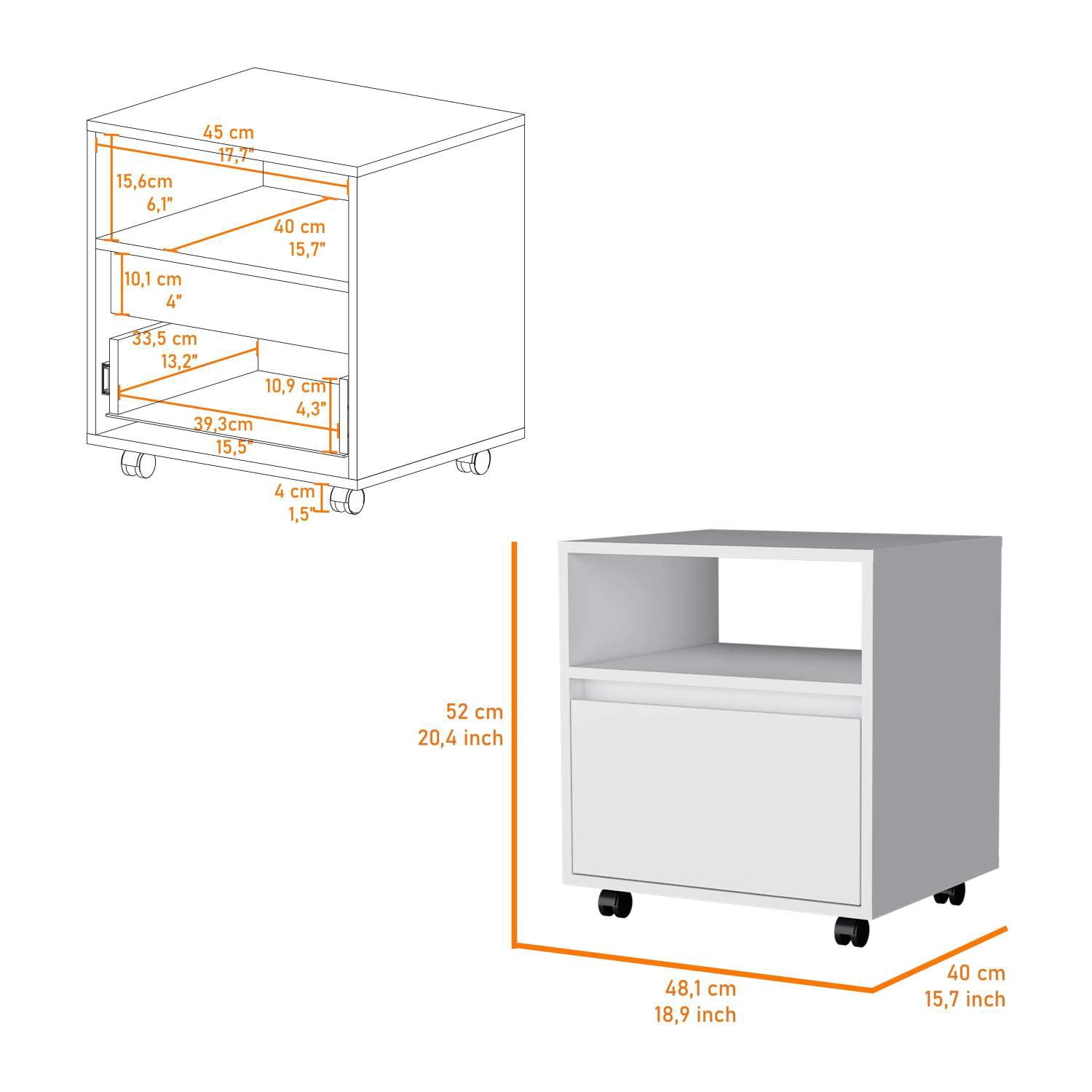 Duncan Nightstand, Contemporary Style with Open Shelf and Drawer