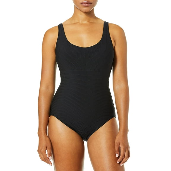 Contours by Coco Reef Women's Standard Textured One Piece Swimsuit, Black, 6/30 C Cup