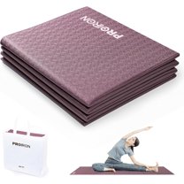 PROIRON Foldable Travel Yoga Mat 0.16" PVC, Folding Exercise Mat Non Slip for Yoga Pilates Camping Outdoors, Lightweight Packable, Claret