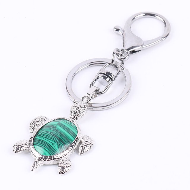 Crystal Stone Turtle Pendant Car Keychains for Ladies Men Bag Keyrings Buckle
