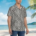 thumbnail image 5 of Balery Black White Stripes Print Men's Hawaiian Shirts Short Sleeve Beach Shirt Relaxed Fit Vacation Button Down Shirts-Medium, 5 of 9