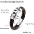 thumbnail image 3 of KATEA Men's Leather Bracelet with Stainless Steel Magnetic Clasp Wristband Cuff Bangle Personality Bracelets, 3 of 3