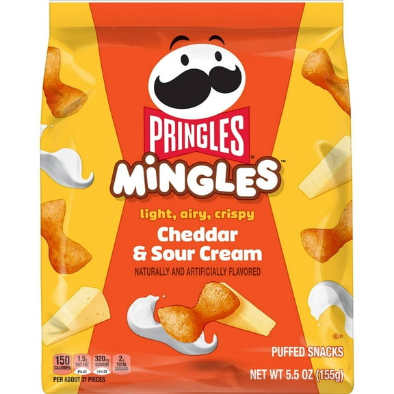 Pringles Mingles Puffed Snacks, Cheddar And Sour Cream, Cheese Puffs, Salty Snacks, 5.5Oz Bag (1 Bag) Packaging May Vary - Pack of 2