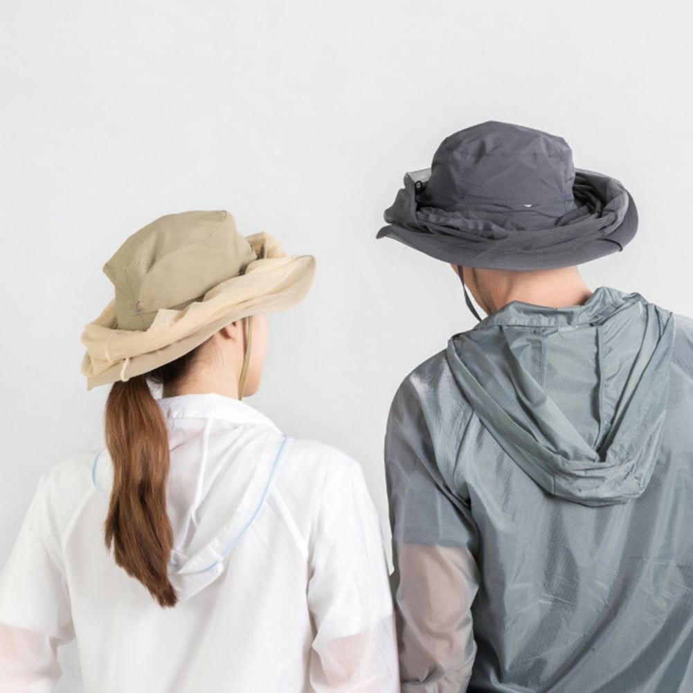 AYYUFE Outdoor Women Men Anti Bug Bee Mosquito Hat Head Net Sun Protection Bucket Cap