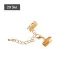 thumbnail image 3 of Unique Bargains 20Sets Ribbon Crimp Clamp Ends with Lobster Claw Clasps & Chain 13mm Light Golden, 3 of 7