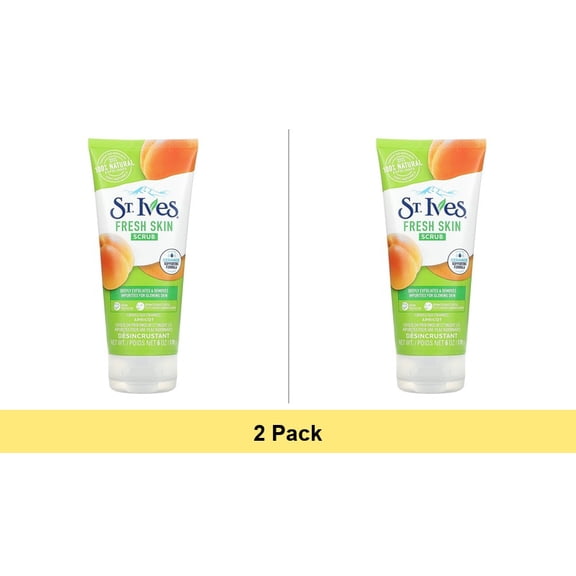 St. Ives Fresh Skin Exfoliating Face Scrub, Apricot Facial Exfoliator 6 oz - 2 Pack
