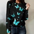 thumbnail image 2 of T-shirt à Manches Longues pour Femmes, Décontracté, Simple, Mode, Col, Imprimé Couleur, 2 of 4