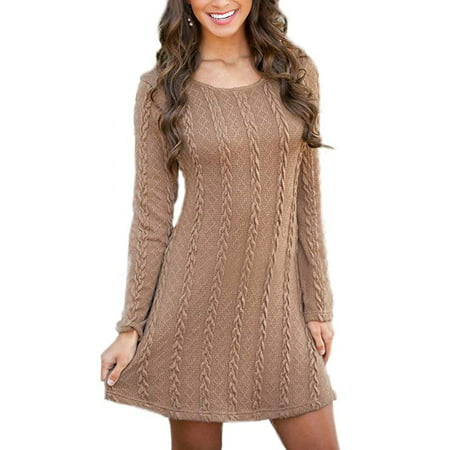 Womens Knitted Crewneck Sweater Dress | Walmart Canada