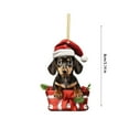 thumbnail image 3 of CuiLiyq Christmas Dachshund Dog Tree Decorations, Cute 2D Acrylic Hanging Ornament, Flat Sausage Dog Animal Pendant, for Car Interior Home Holiday Party Wall Gifts, 3 of 4