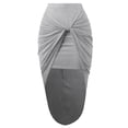 thumbnail image 2 of A2Y Women's Sexy High Waist Draped Wrap Hi Low Pencil Skirt Heather Grey L, 2 of 3