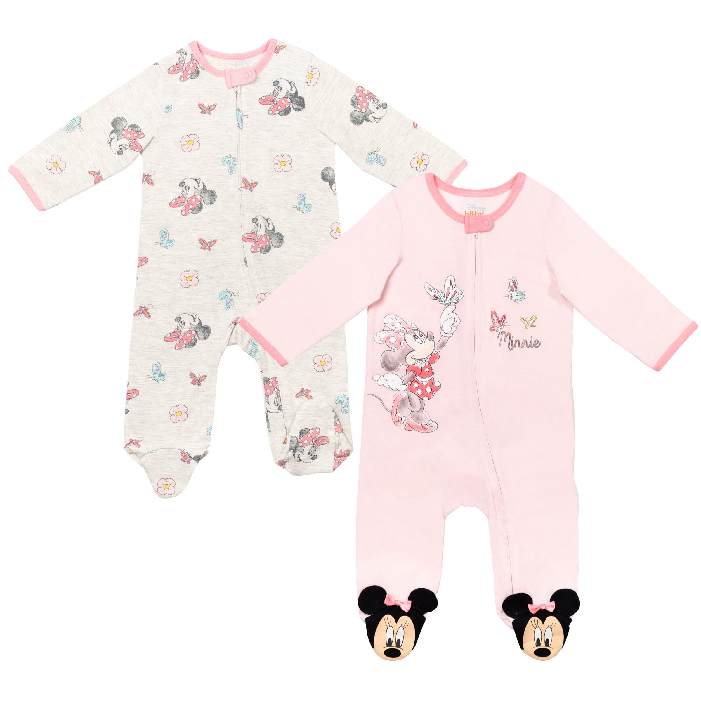 Disney Minnie Mouse Baby Girls 2 Pack Footie Pajamas Disney Minnie Mouse Baby Girls 2 Pack Footie Pajamas