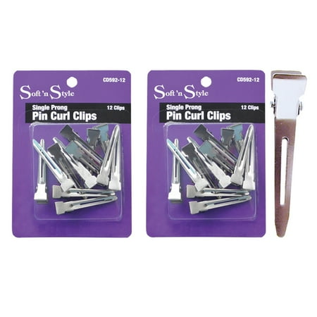 Soft N Style Salon Hair 12 Single Prong Pin Curl Clips Hc Cd59212