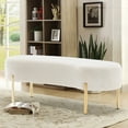 thumbnail image 3 of Andeworld Upholstered Ottoman Bench Seat with Gold Legs,Sitting Bench Living Room Bench for Bedroom Indoor Benches(White), 3 of 4