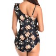 thumbnail image 3 of Star Maternity Off Shoulder One Piece Swimsuit Flounce Floral Ruffled Pregnancy Bathing Suit Flower(3XL, 3 of 3