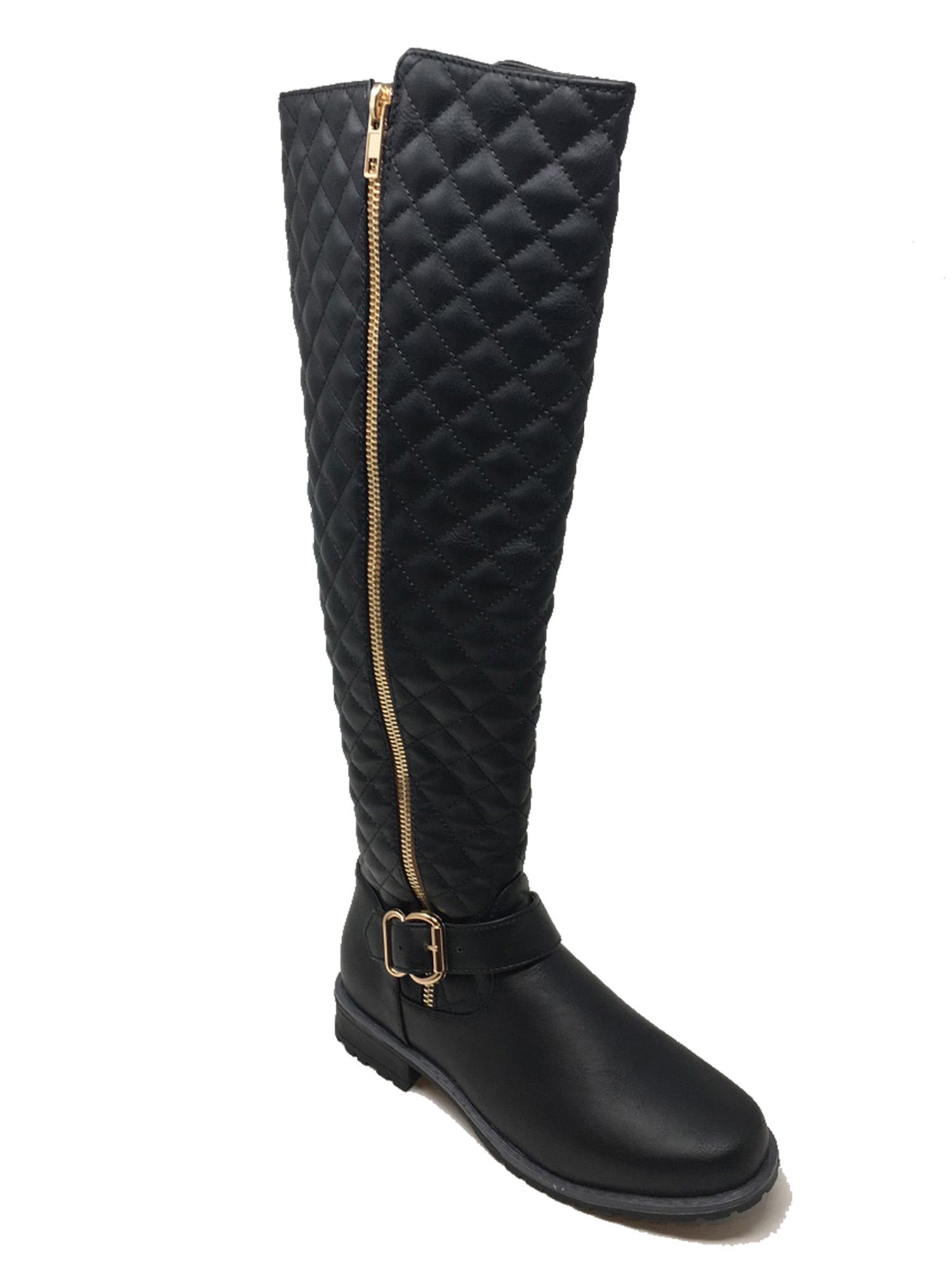 womens black quilted boots