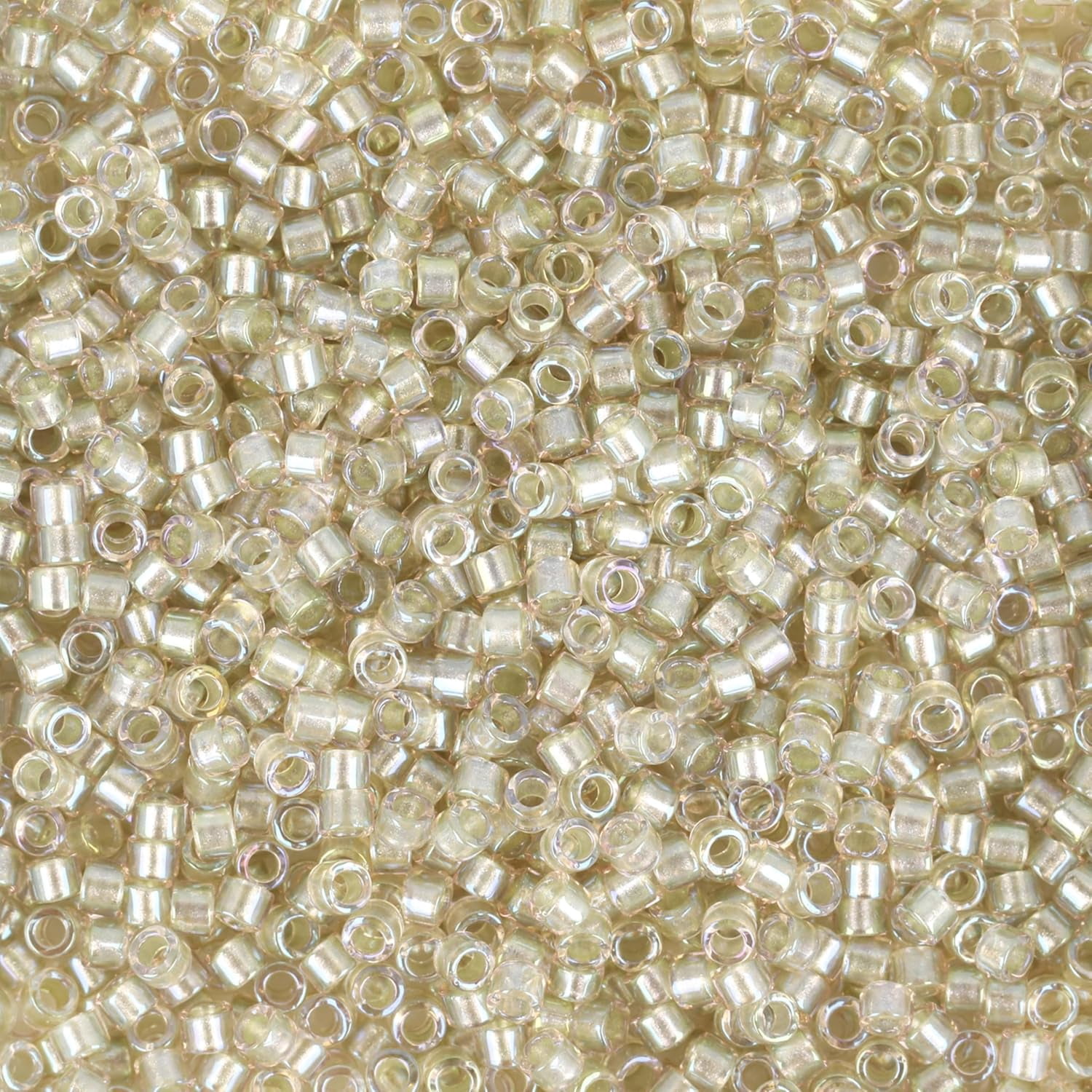 Miyuki Delica Seed Beads – Size 11/0 (1.6 mm), DB1766, Sparkling Celery-Lined Light Tea Rose AB, 7.2 g, Approx. 1440 Beads