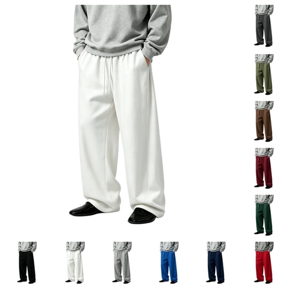 SAWOBUUN Men's Casual Sweatpants Loose Fit Wide Leg Sport Trousers Baggy Relaxed Comfortable Everyday Athletic Pants