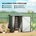 thumbnail image 4 of Small Metal Garden Shed, 3.3' x 3.4', Galvanized Steel, Lockable Tool Shed for Patio, Backyard, Lawn, Dark Gray, 4 of 5