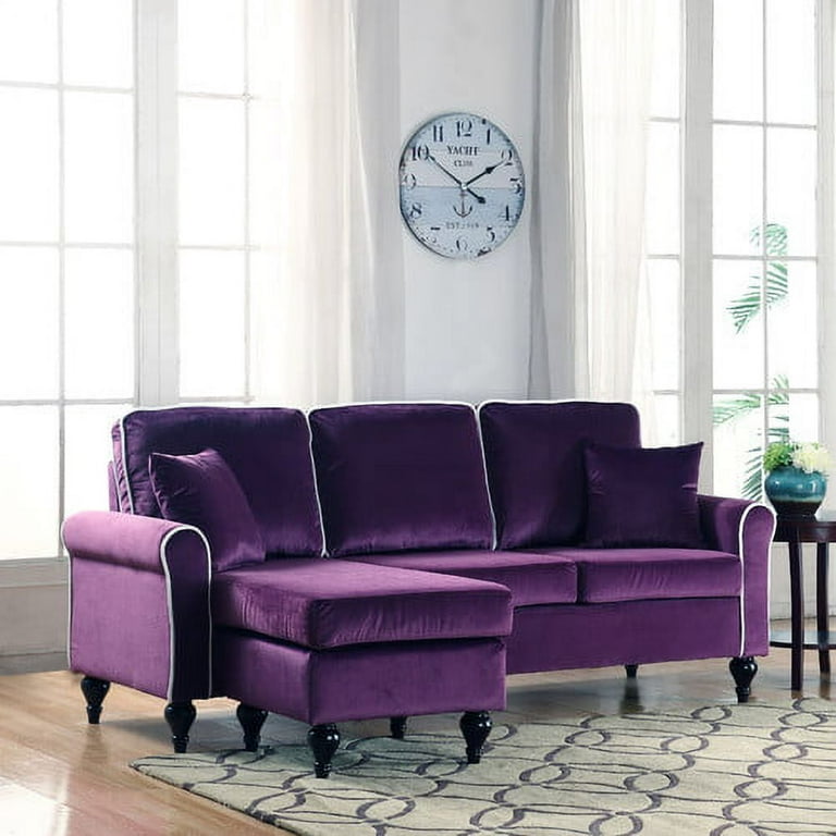 Classic and traditional small space velvet sectional sofa with reversible chaise online