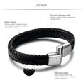 thumbnail image 2 of Braided leather bracelet men's bracelet modern without steel buckle. 1 pc, black, 2 of 4