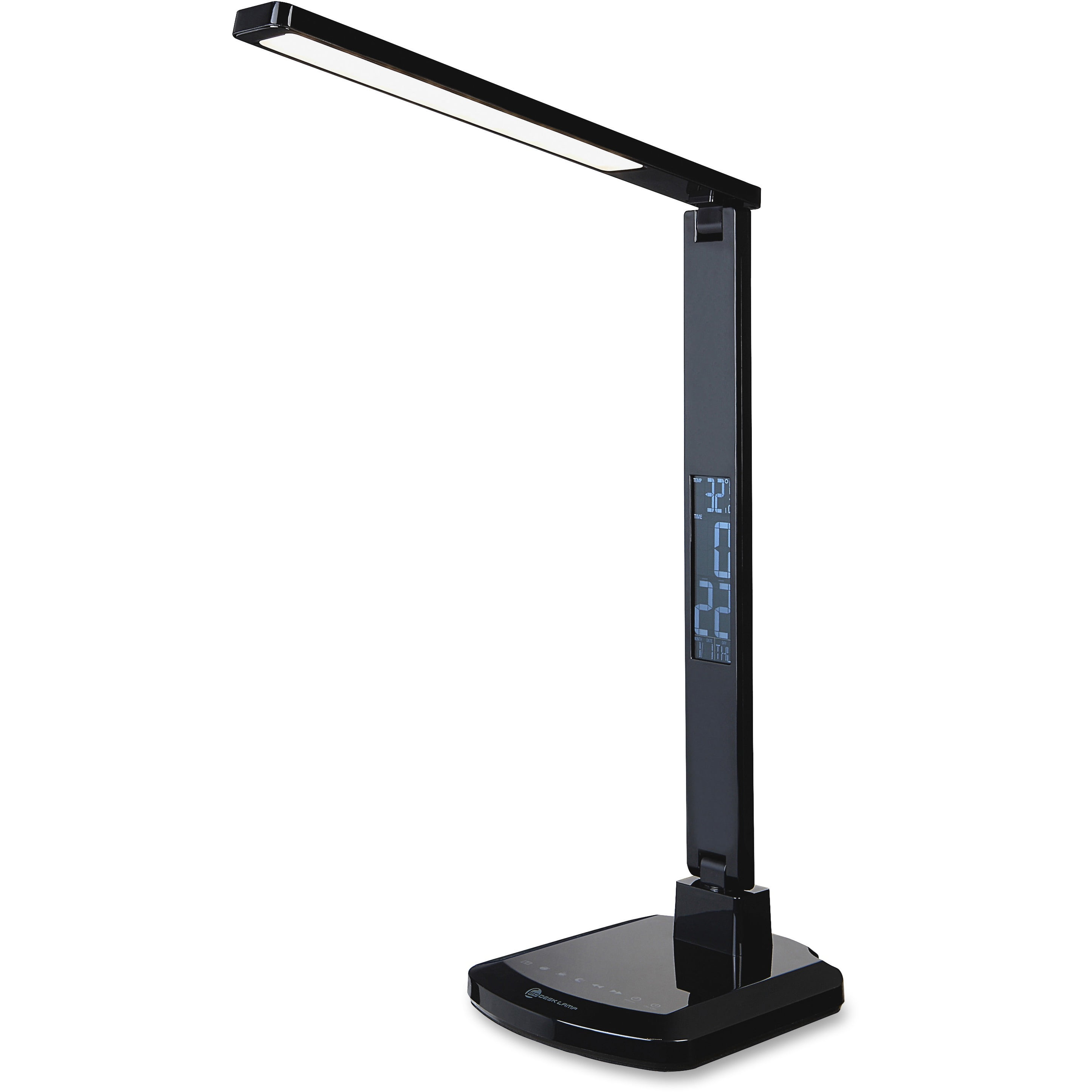 Lorell LCD Clock Display LED Desk Lamp, Black