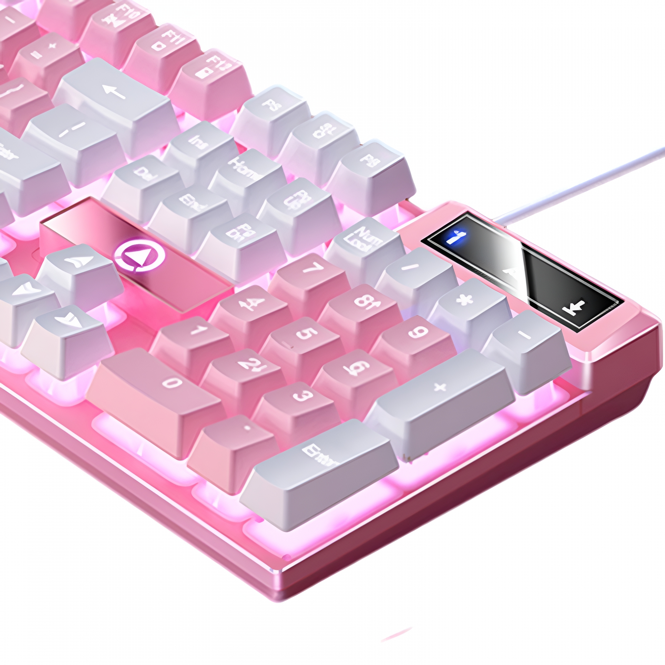 GJX Mechanical Gaming Keyboard USB LED Lighting for Game Office, 435x130x25mm Pink White